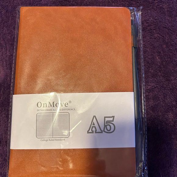 OnMove A5 College Ruled Notebook - Brown with pen - Picture 2 of 5